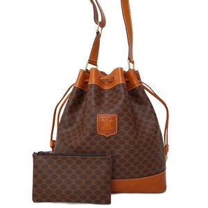 Celine Macadam Pattern Drawstring Bag Brown